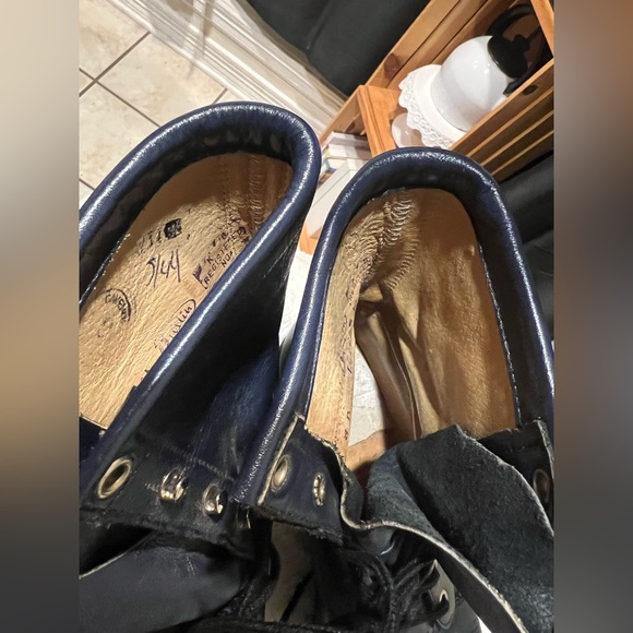 Justin Navy Leather Lace-Up Roper Boots size 8 - Picture 5 of 9